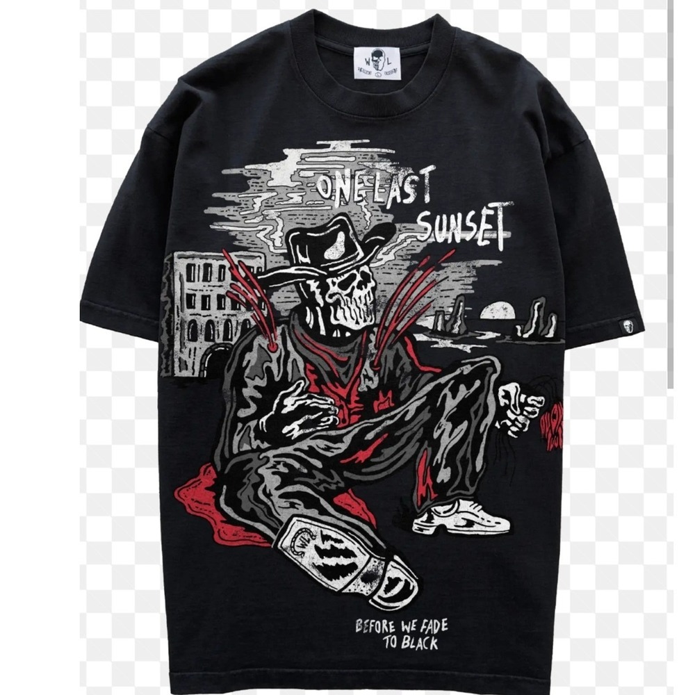Warren Lotas One Last Sunset Skull Graphic T Shirt Black‎ Mens Size XL BNWT